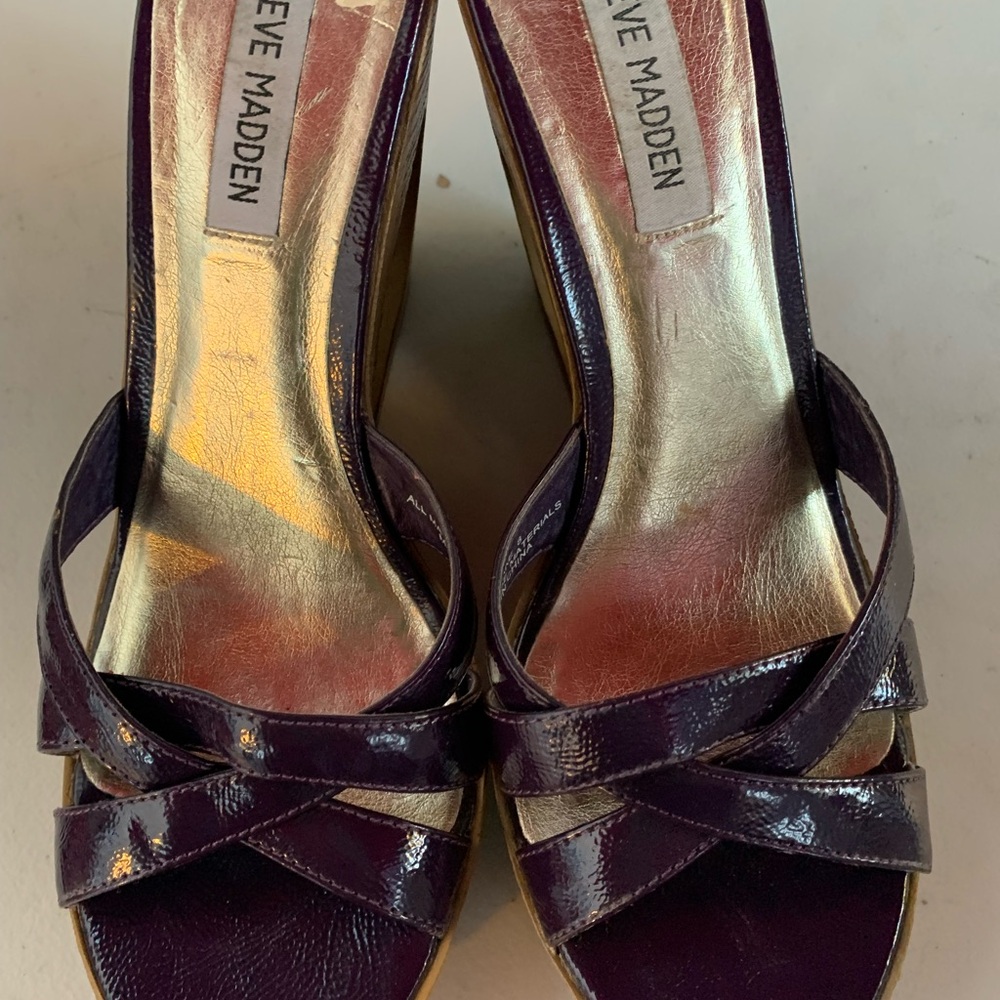 Steve Madden Purple Platform Sandals with Glossy Straps sz 8